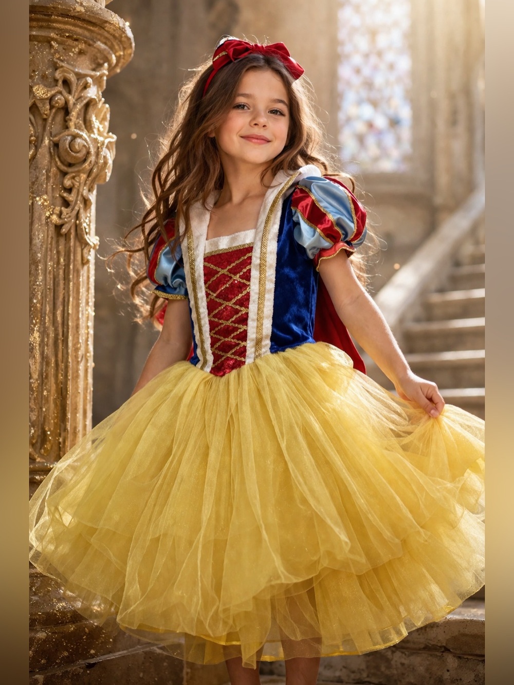 Disney Snow White Costume Dress + Cape Girls Size 10